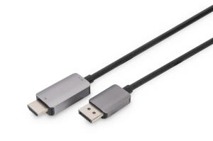 DP to HDMI adapter cable 8Ka60Hz. Alu housing black 1m